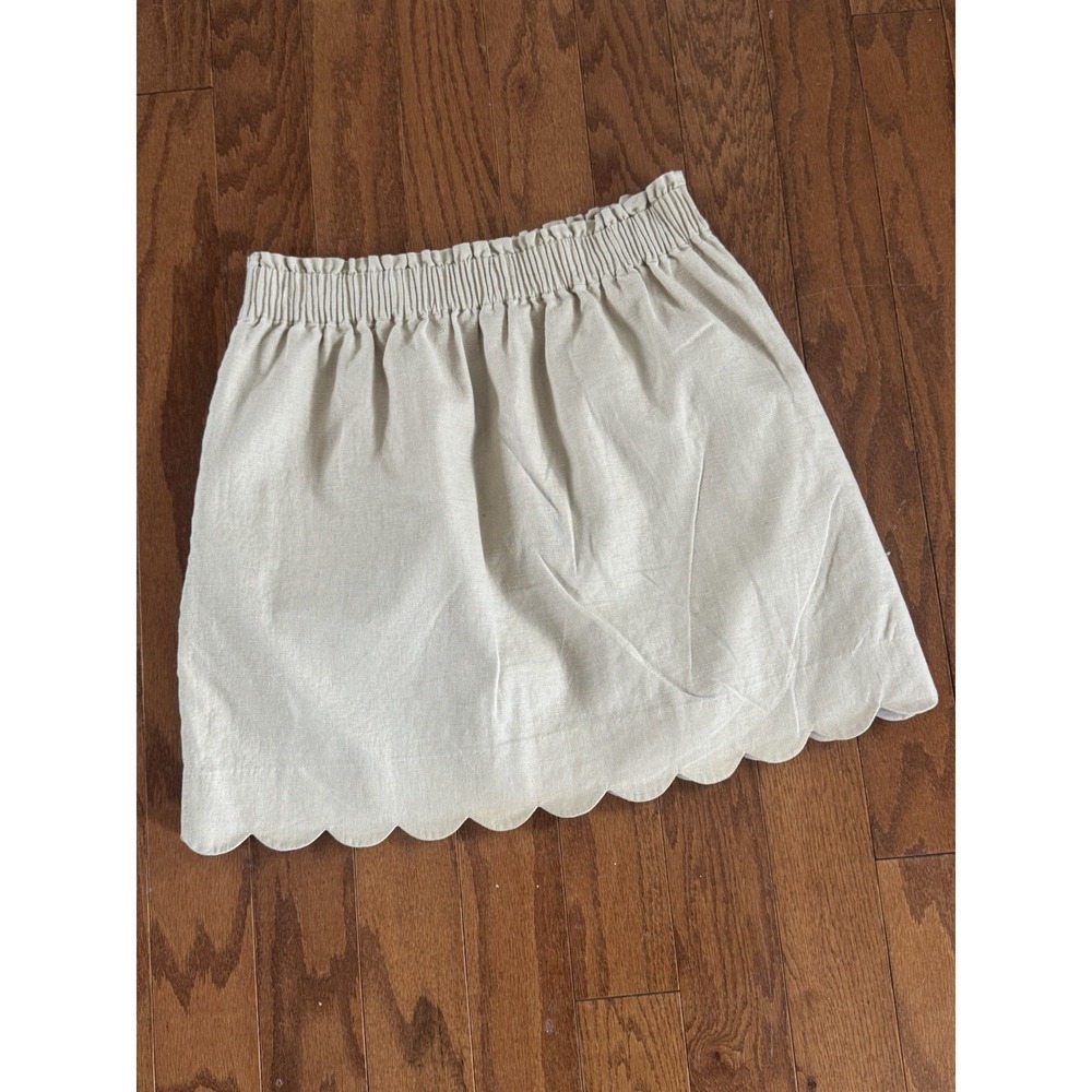 J. Crew Cream Scalloped Hem Mini Skirt